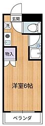 あずまコーポ 2階ワンルームの間取り