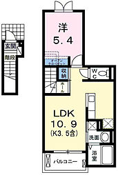 プラシードココ 1LDKの間取図画像
