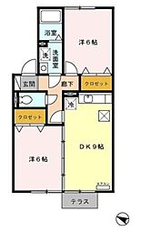シャルム 2DKの間取図画像