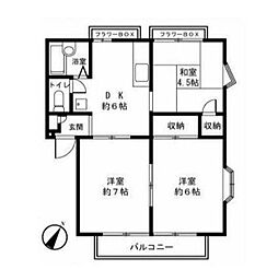 ジュネス十日市場A 3DKの間取図画像