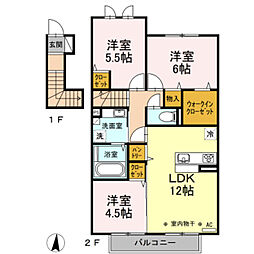 雅弐番館 3LDKの間取図画像