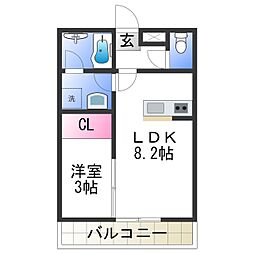 南海線 和歌山市駅 3.6kmの賃貸アパート 2階1LDKの間取り