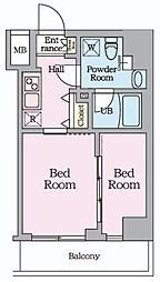 東武伊勢崎線 曳舟駅 徒歩9分の賃貸マンション 3階2Kの間取り