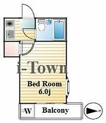 ホワイトハウス 2階1Kの間取り