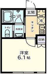 イーストランド稲毛 2階1Kの間取り