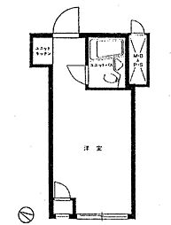 新宿三光町ハイム ワンルームの間取図画像