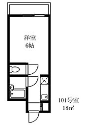ヨコハマベイヒルズ ワンルームの間取図画像
