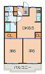 プレサージュ川崎 3DKの間取図画像