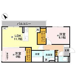 穂乃香1 2LDKの間取図画像