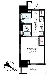 リクレイシア・コルテ川崎元木 1Kの間取図画像