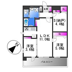 近鉄大阪線 長瀬駅 徒歩2分の賃貸マンション 10階3LDKの間取り