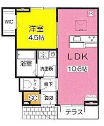 リバーサイド亀有 1階1LDKの間取り