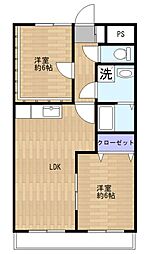 草加妙見屋ビル 2LDKの間取図画像