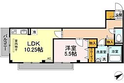メゾン ド グランメール 2階1LDKの間取り