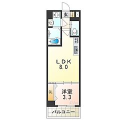 南海線 住ノ江駅 徒歩4分の賃貸マンション 2階1LDKの間取り