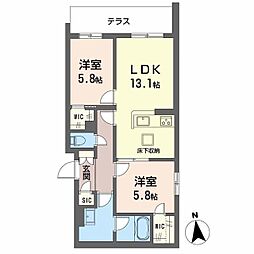 堺市北区東雲東町1丁マンション 2LDKの間取図画像