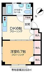 松井ビル 2階1DKの間取り