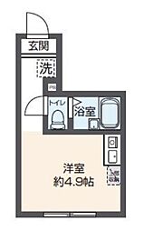 グローリア北千住 2階ワンルームの間取り