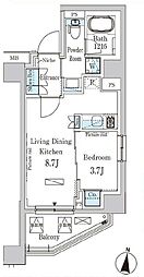 パークアクシス木場キャナルイースト 1LDKの間取図画像
