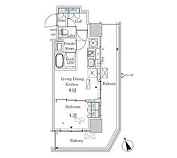 パークアクシス大塚ステーションゲートタワー 1LDKの間取図画像