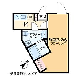 オークノワール綾瀬 3階1Kの間取り