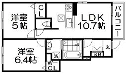 クラール倉治E 2LDKの間取図画像