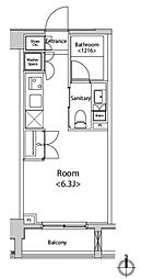 カスタリア菊川 2階ワンルームの間取り
