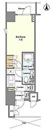 リーブルグランド神楽坂 1Kの間取図画像