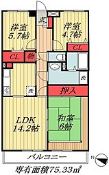市川東レジデンス 3LDKの間取図画像