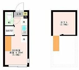 ＯＴＡＳ 代田橋 2階ワンルームの間取り