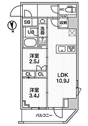 ニド新御徒町 3階2LDKの間取り