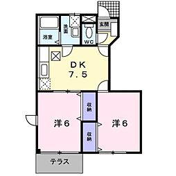ジョイ・リバー2 2DKの間取図画像