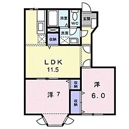 ル・プレンシュルA 2LDKの間取図画像