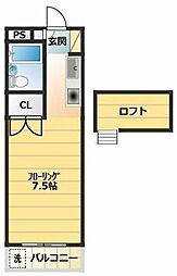 シティーハイツ一ッ橋 ワンルームの間取図画像