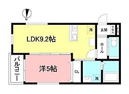 プレジール文京 2階1LDKの間取り