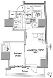 ザ・パークハビオ品川戸越 5階1LDKの間取り