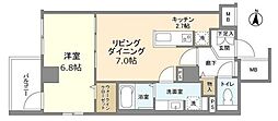 コスモグランス東日暮里 1LDKの間取図画像