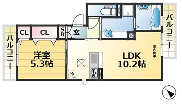 兵庫県神戸市中央区神若通５丁目(賃貸アパート1LDK・2階・40.04㎡)の写真 その2