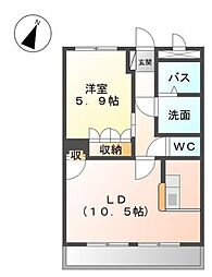 プレサス ヒルズ 2階1LDKの間取り