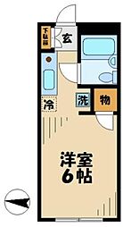 シャンルーネ 2階1Kの間取り