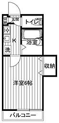セレンディップ 1Kの間取図画像