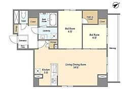 エスポワール三田 8階2LDKの間取り