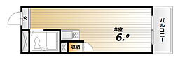 ベルメゾン井上 5階1Kの間取り