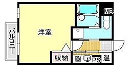 ピュアドーム天神アクロス 1Kの間取図画像