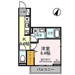 エストリヴィエール東川口 1Kの間取図画像