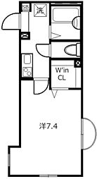 ハイムフローラ二和東 1Kの間取図画像