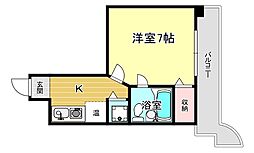 ビューライフ天神橋 1Kの間取図画像