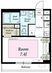 リブリ・武蔵小杉 3階1Kの間取り