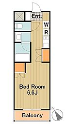 京王相模原線 京王堀之内駅 徒歩15分の賃貸マンション 4階1Kの間取り
