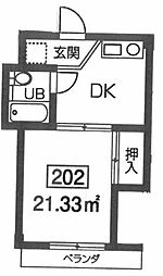 ヘリオス相互378方南町パート1 1DKの間取図画像